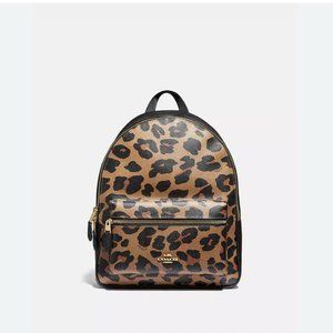 Coach Medium Charlie Backpack with Leopard Print